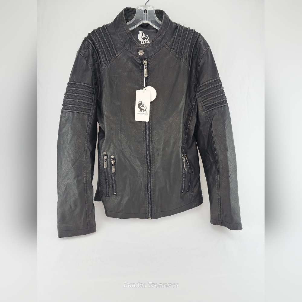 David Outwear Women's Faux Black Leather Jacket Small
